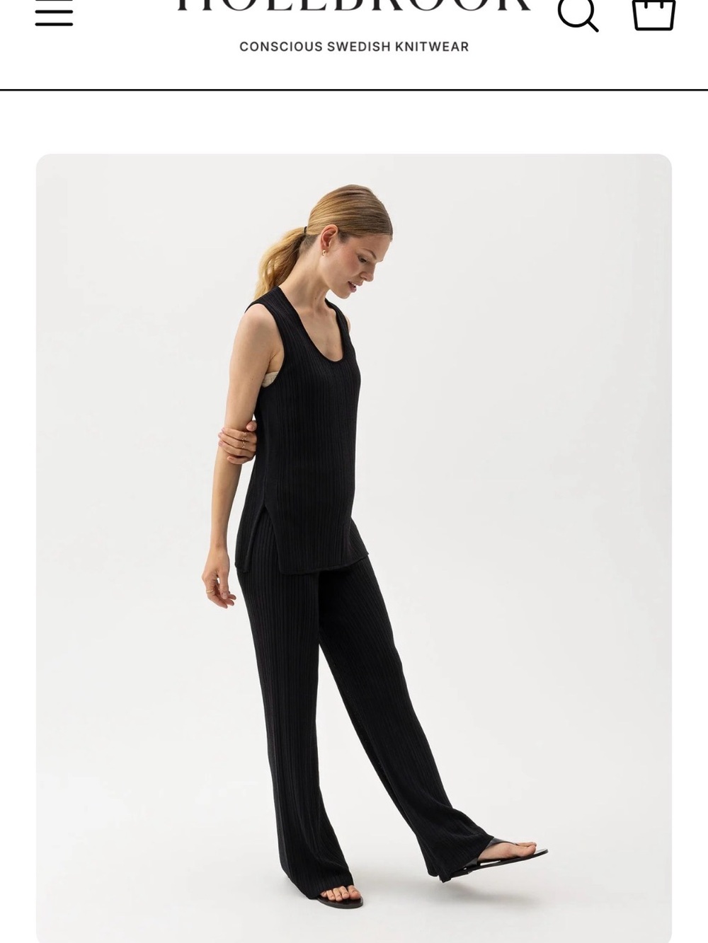 New without tag, Holebrook Sweden black Rib pants in viscose blend